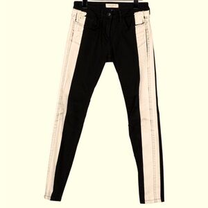 Sandro black jeans white painters stripe